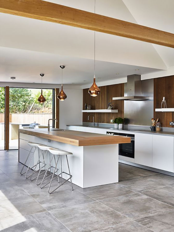 Modern kitchen floor tiling